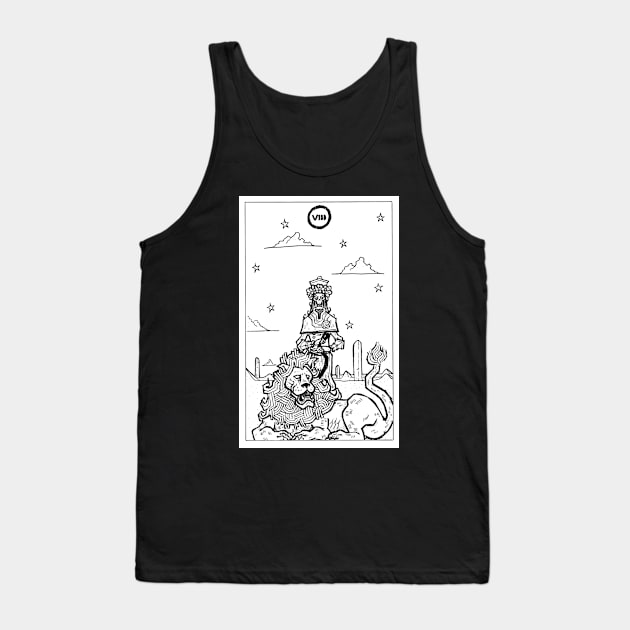 Black and White Tarot Strength Tank Top by TheSludgeboss